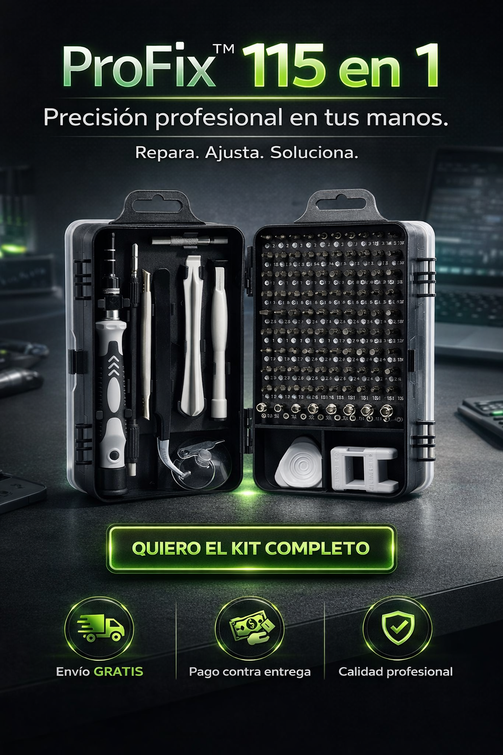 ProFix™ 115 en 1 – Kit Profesional de Destornilladores de Precisión