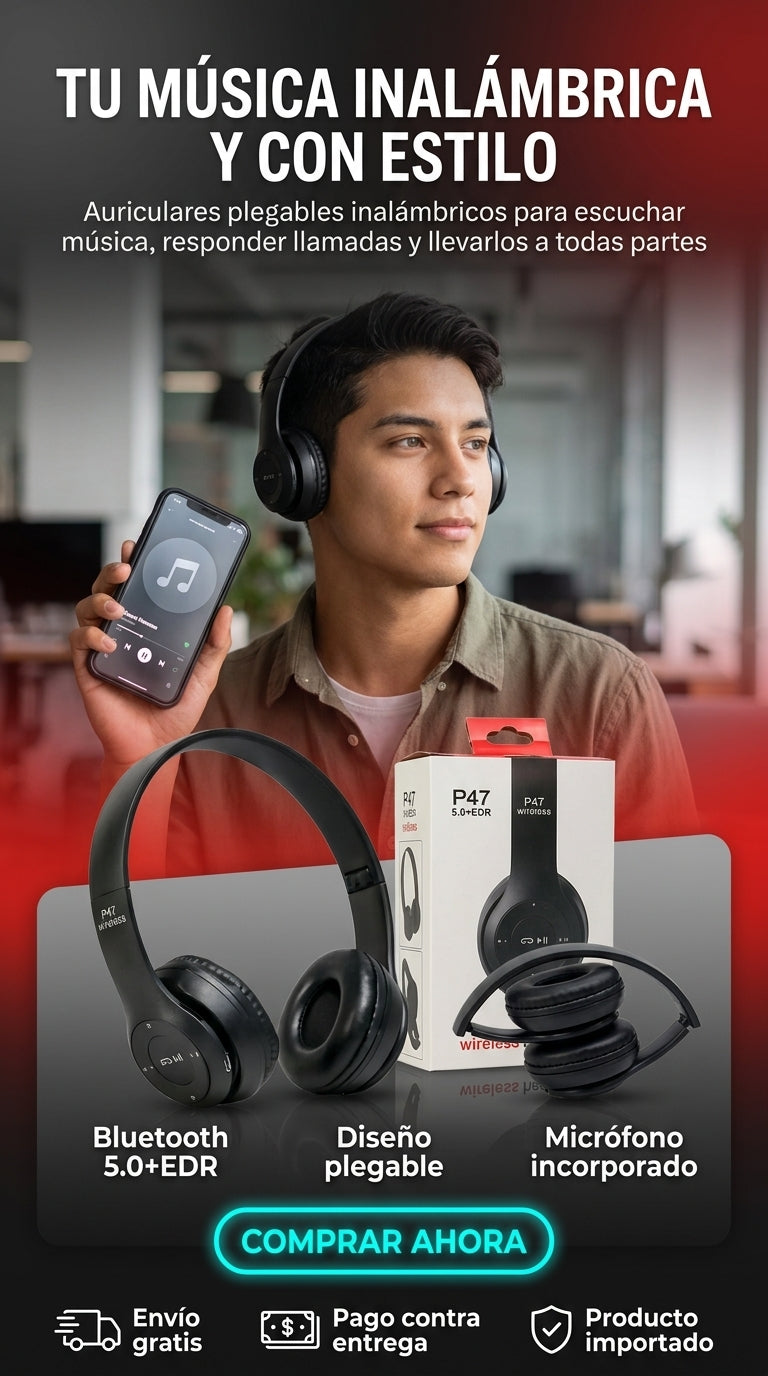 P47 SoundFlex™ – Audífonos Inalámbricos Plegables