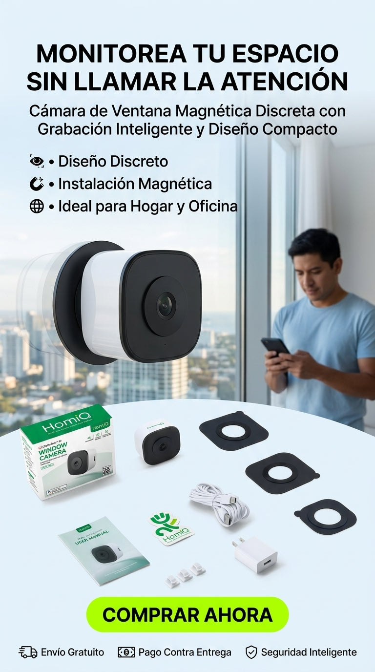 HomiQ WindowCam™ – Cámara Oculta Magnética para Ventanas