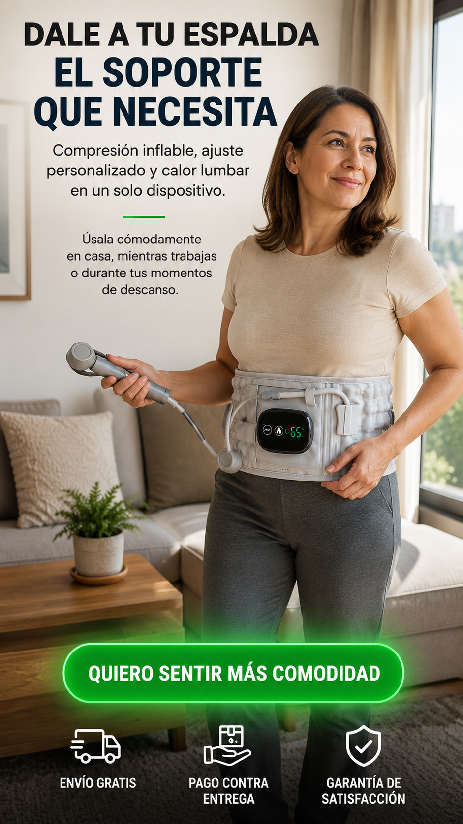 Lumbar AirHeat Pro-Soporte lumbar inflable con calor ajustable para una mayor comodidad diaria.