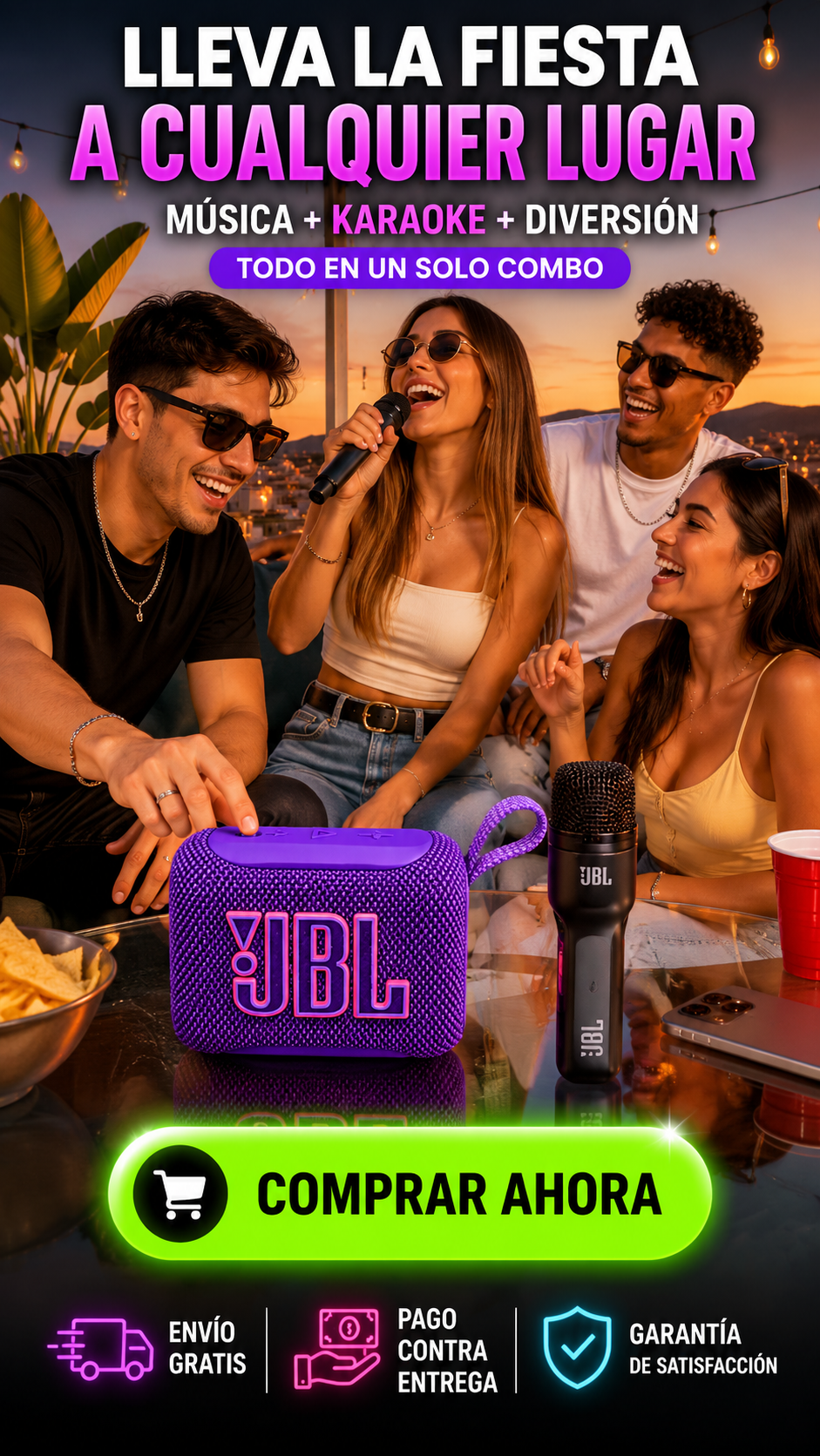 Combo Karaoke JBL GO 4 + Micrófono Inalámbrico