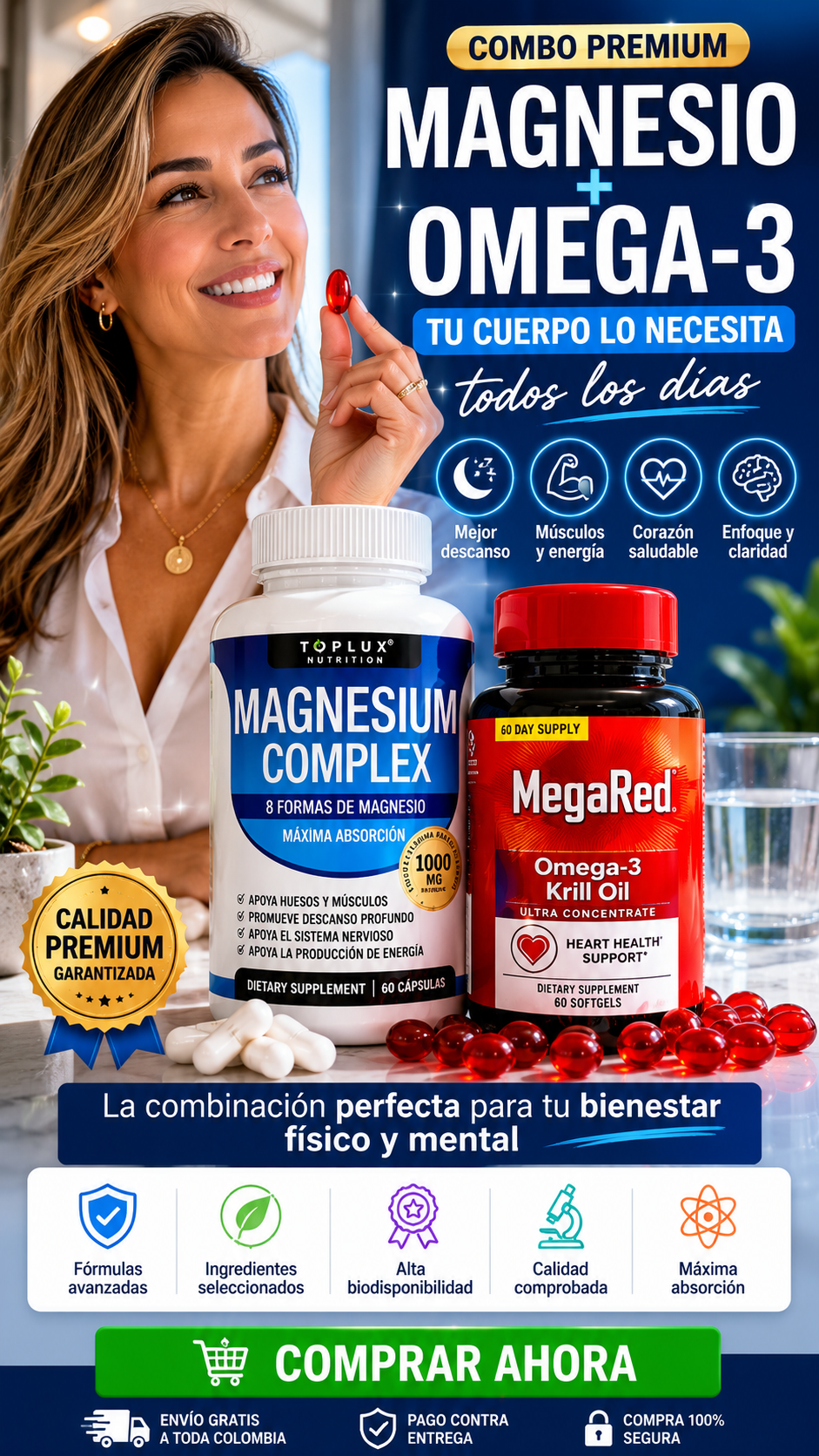 Combo Premium Magnesium Complex + Omega-3 Krill Oil"