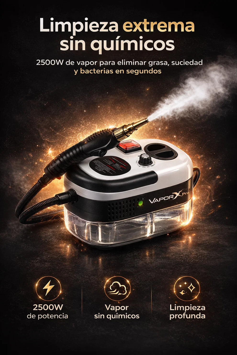 VaporX Pro 2500W Limpieza profunda sin químicos 💨🔥