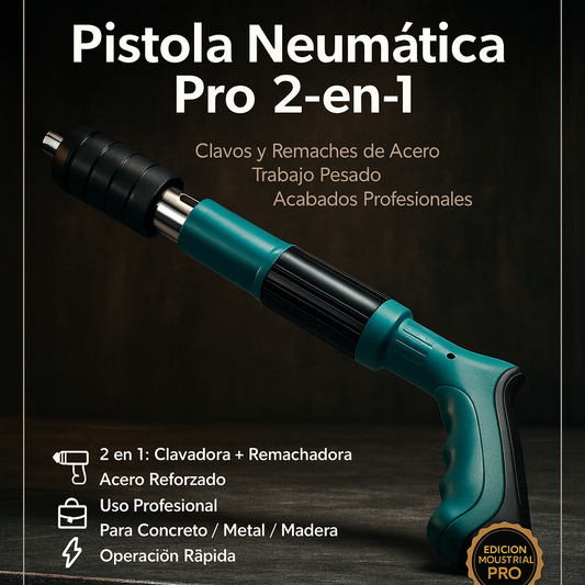 Pistola Neumática Pro 2-en-1 – Clavadora y Remachadora de Acero