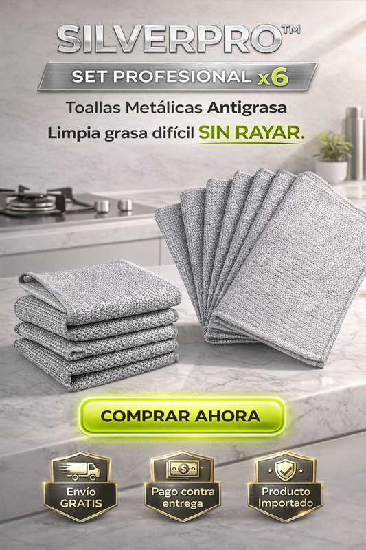 SILVERPRO™ – Set Profesional x6 Toallas Metálicas Antigrasa