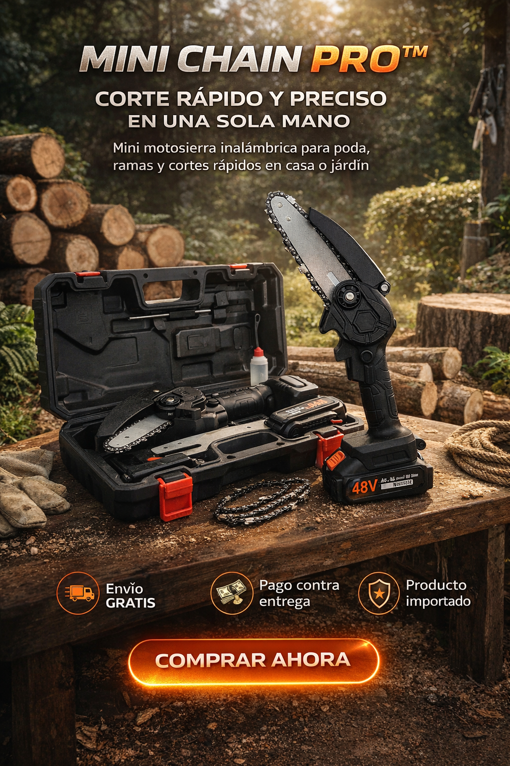 “MINI CHAIN PRO - CORTE RÁPIDO Y PRECISO EN UNA SOLA MANO”