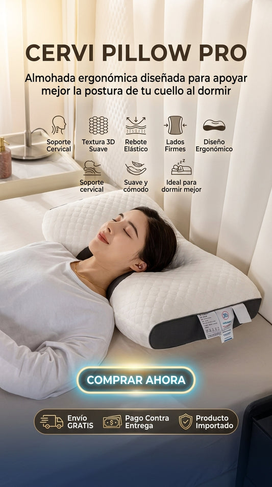“CERVI PILLOW PRO-Almohada ergonómica diseñada para acompañar mejor la postura del cuello al dormir”