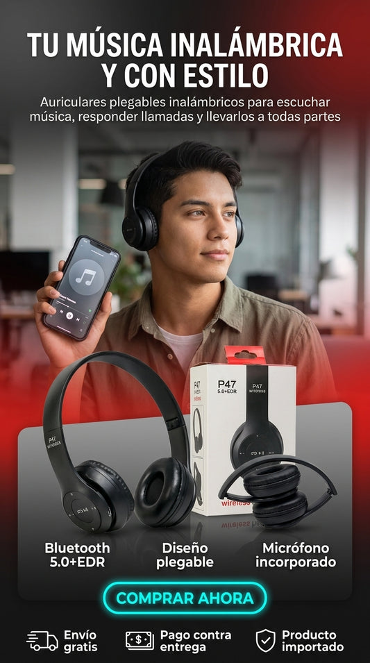 P47 SoundFlex™ – Audífonos Inalámbricos Plegables