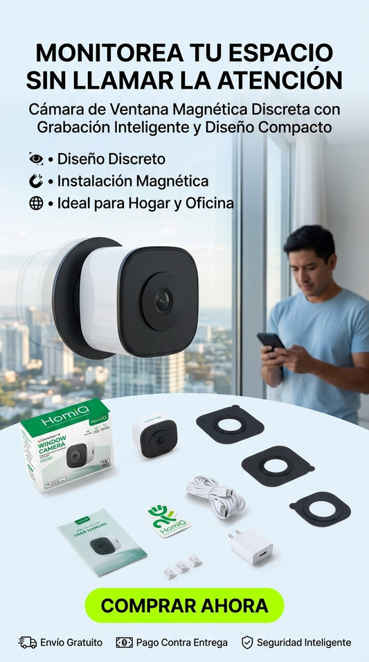 HomiQ WindowCam™ – Cámara Oculta Magnética para Ventanas