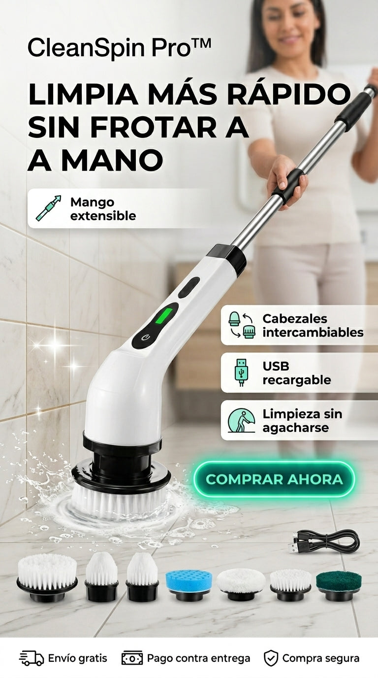 CleanSpin Pro™ – Cepillo Eléctrico Multifunción Recargable