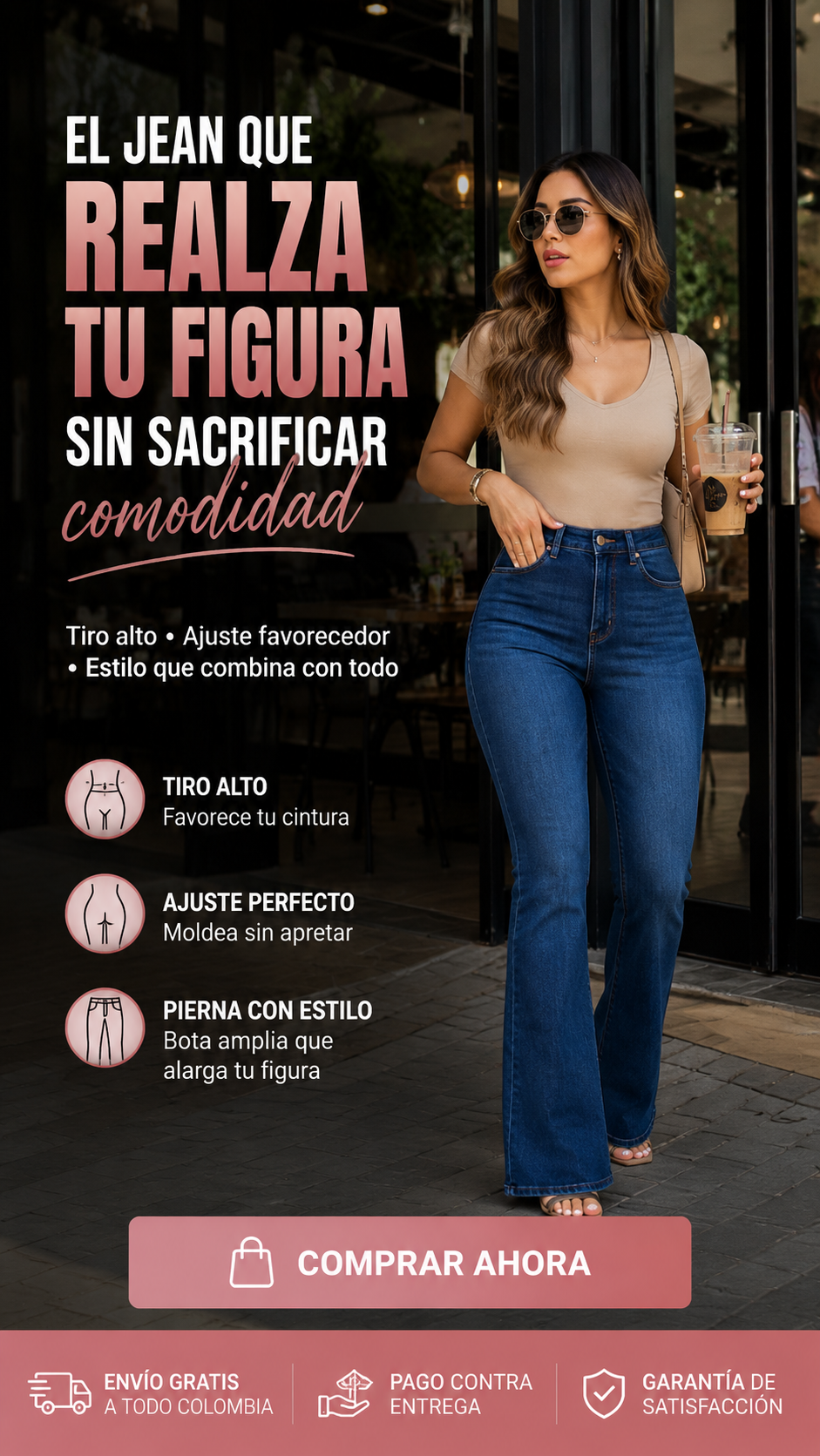 JEAN SILUETA PERFECTA TIRO ALTO-define tu cintura y acompañarte con comodidad todo el día.