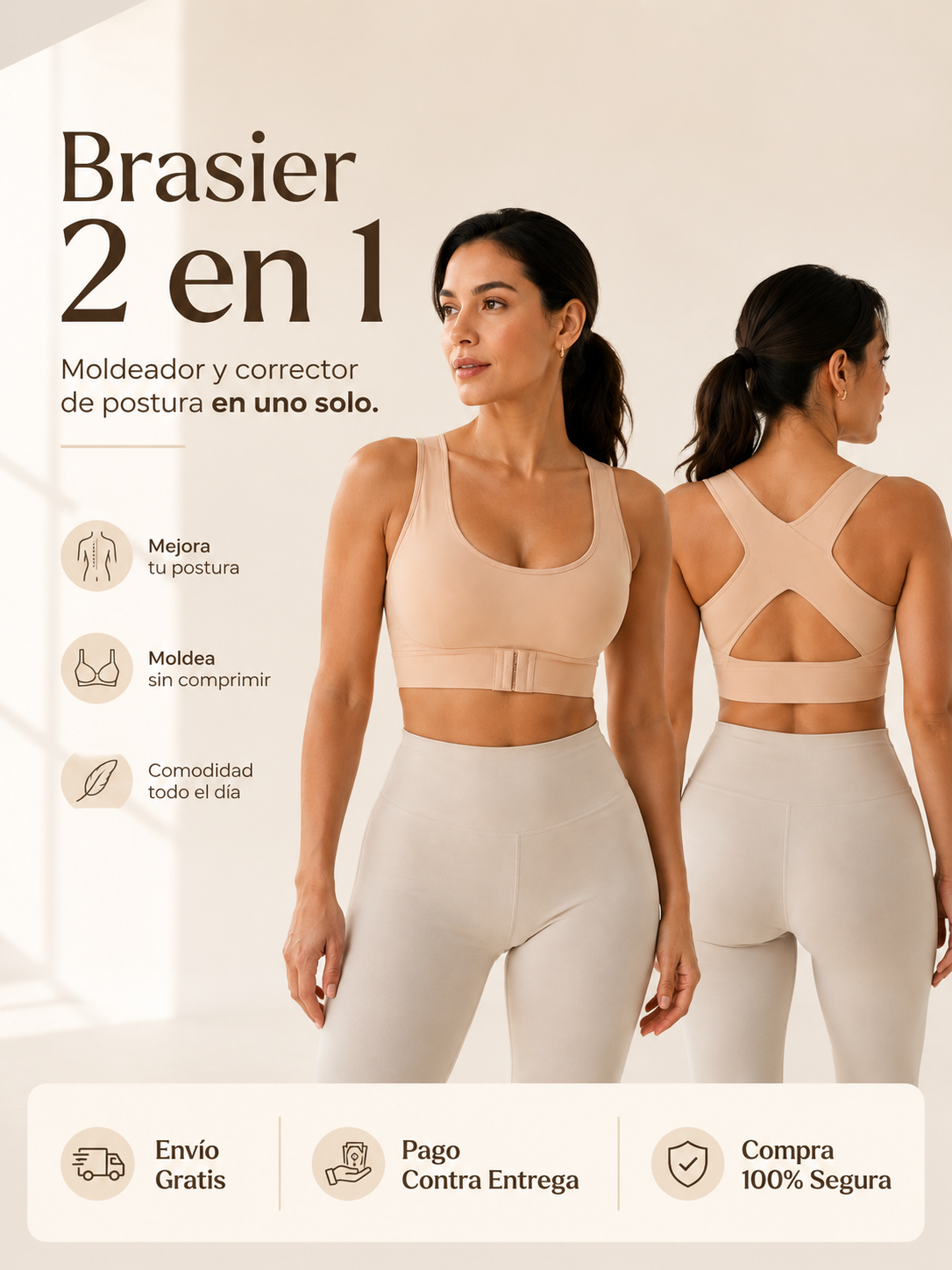 Brasier 2 en 1 - Moldeador y corrector invisible en uno solo.