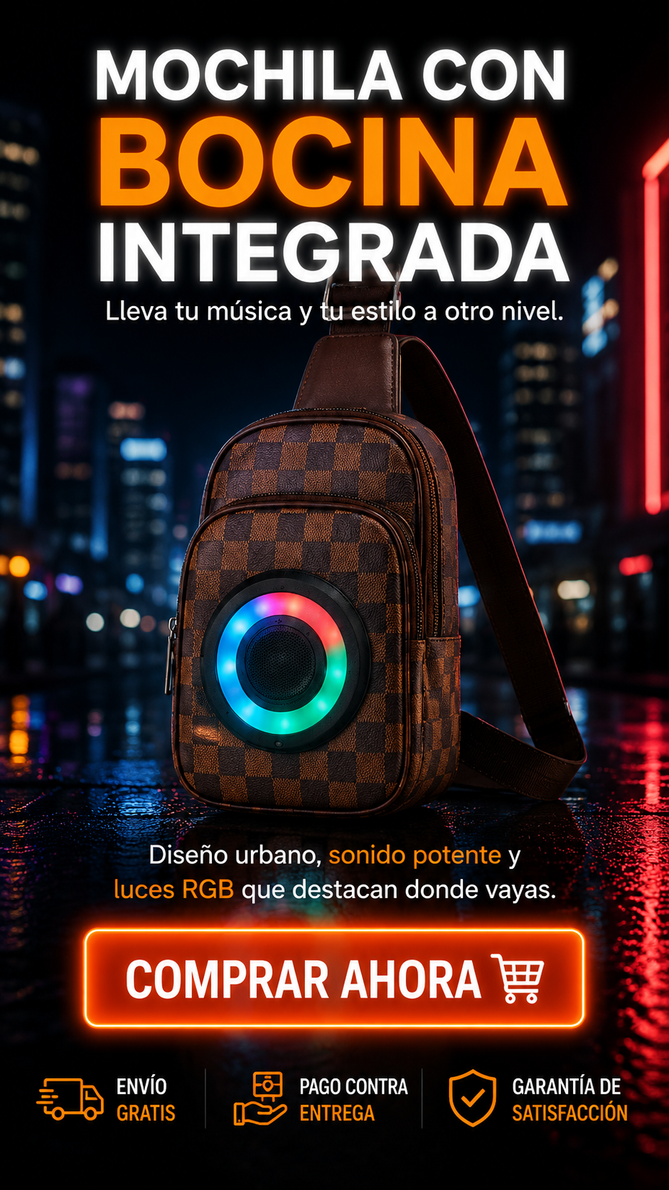 SoundPack™ RGB - Mochila con Bocina Bluetooth Integrada