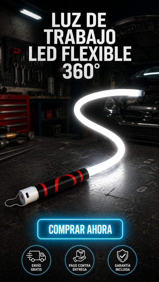 Luz de Trabajo LED Flexible 360°-Ilumina cada rincón con total libertad y trabaja con ambas manos.