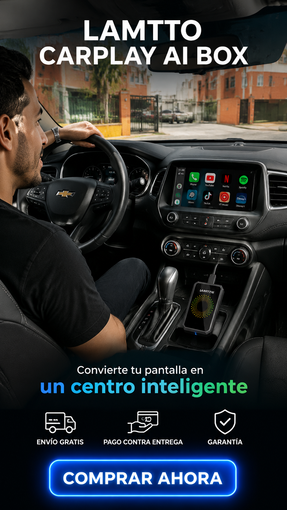 LAMTTO AI BOX PRO-Convierte la pantalla de tu carro en una experiencia inteligente, rápida y conectada.
