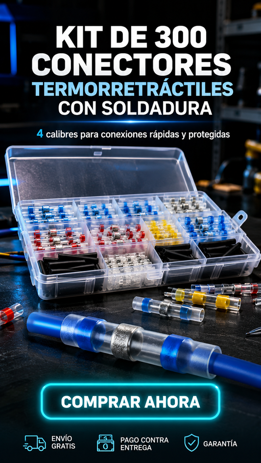 KIT DE CONECTORES TERMORRETRÁCTILES CON SOLDADURA 300 PCS-Empalmes rápidos, limpios y protegidos con solo aplicar calor.