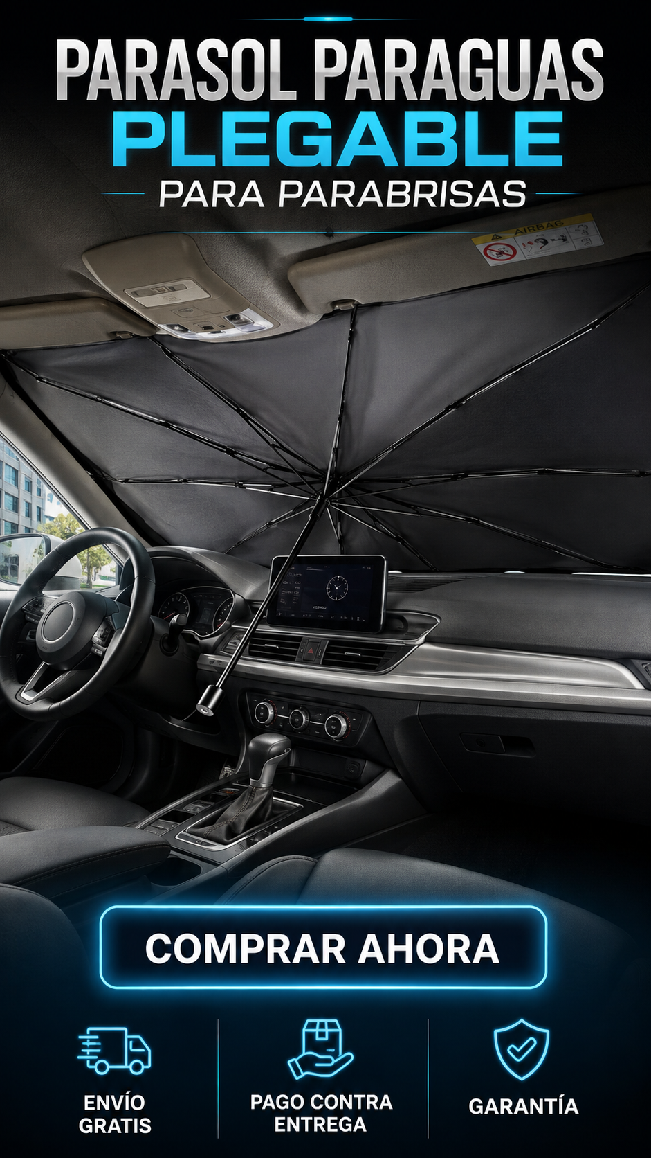 PARASOL PARA PARABRISAS-Protege el interior de tu carro.