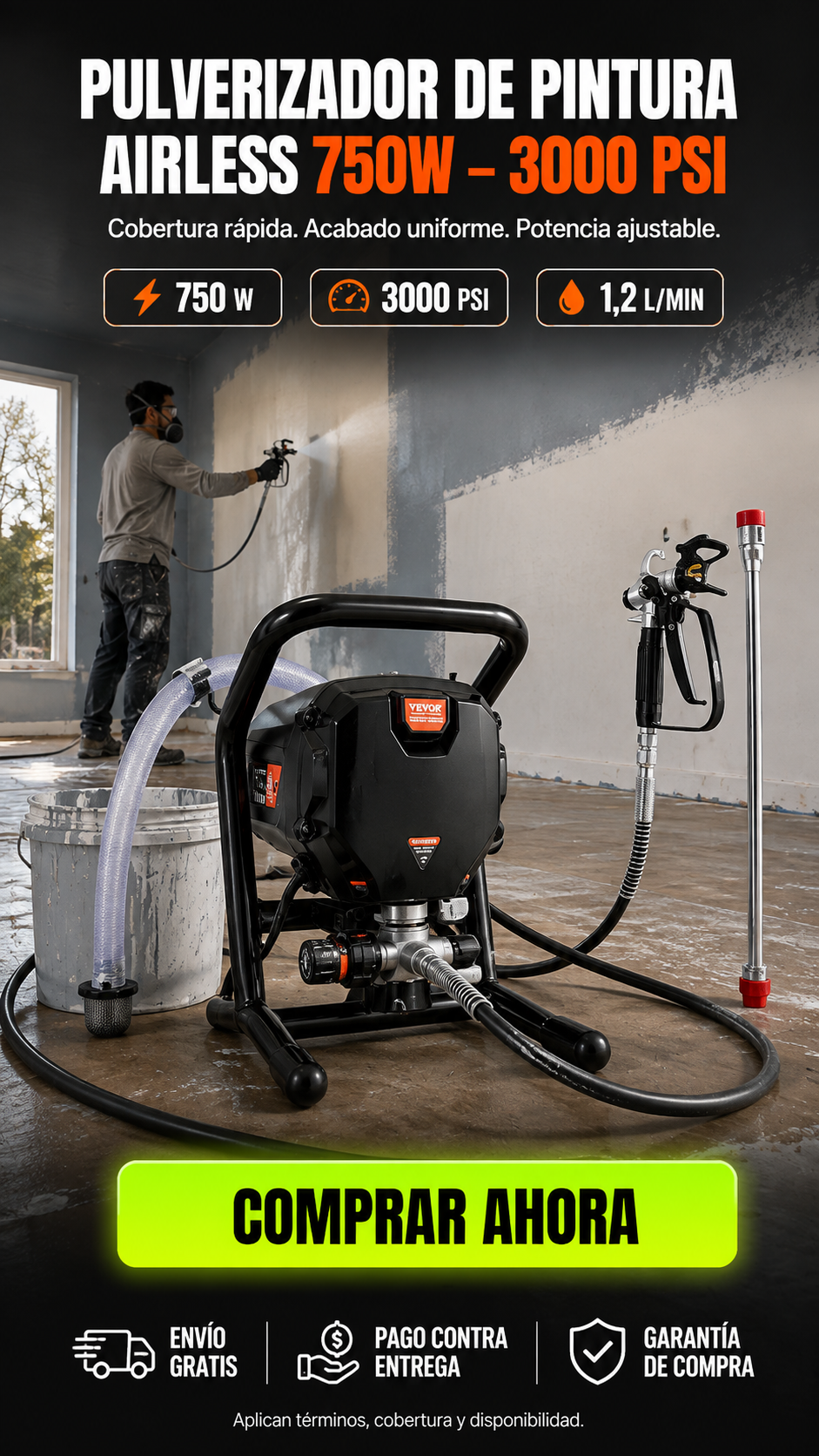 PULVERIZADOR DE PINTURA AIRLESS-Cobertura uniforme, potencia profesional y acabados impecables en cada proyecto.