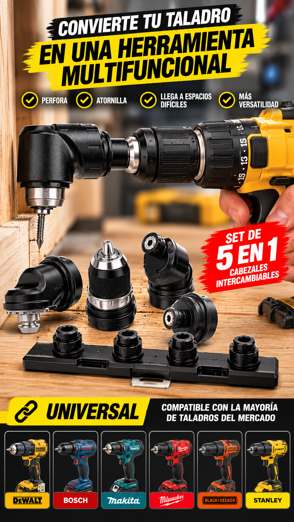 DrillFlex™ 5 en 1 - Un taladro. Más posibilidades.