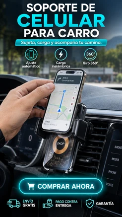 Soporte Inteligente 360° para Carro-Sujeta, carga y navega sin complicaciones.